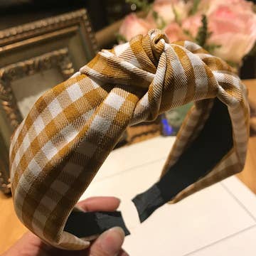 Brown Check Head Band