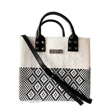 Black/White Woven Crossbody