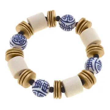 Blue/Gold Bead Bracelet