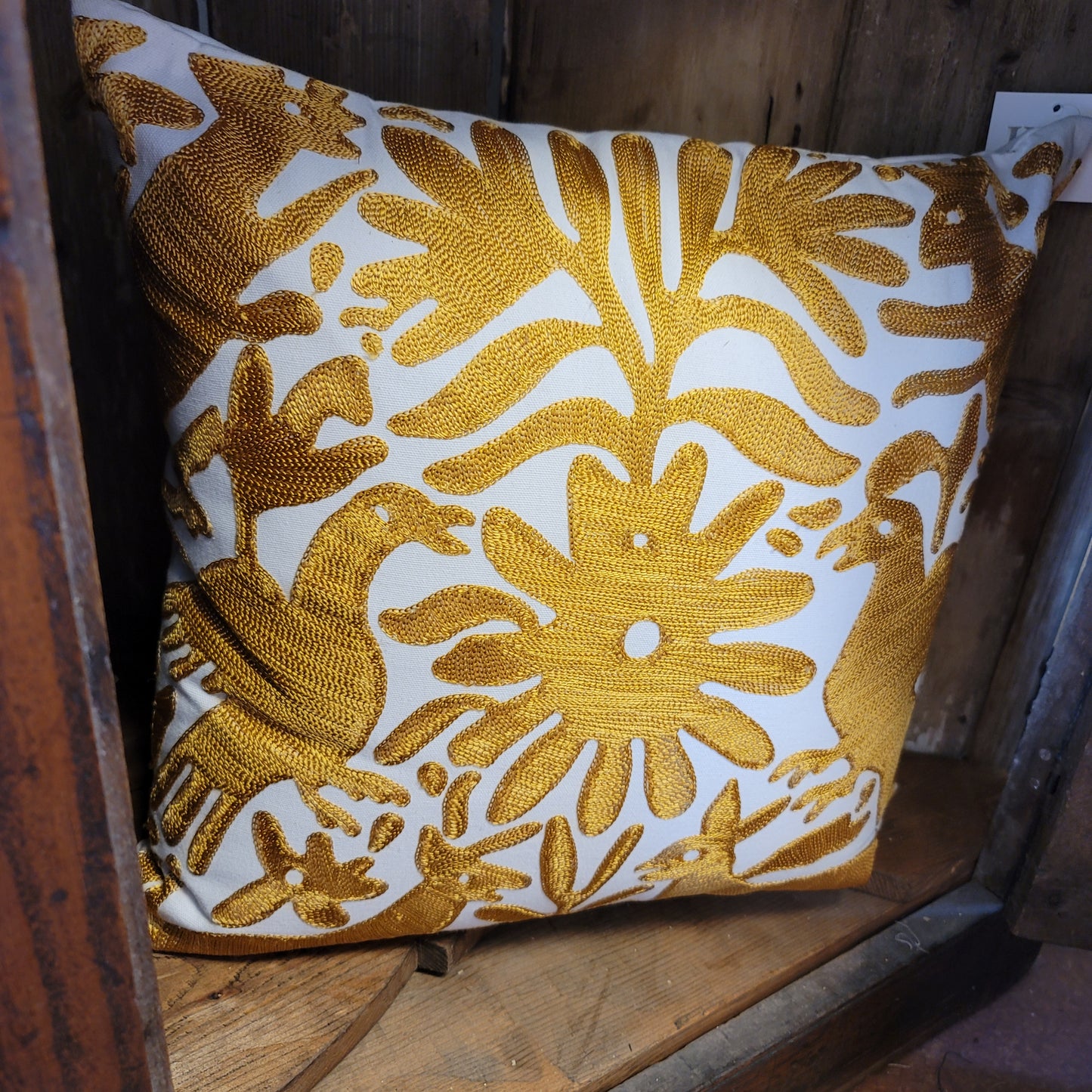 Gold Otomi Embroidered Pillow