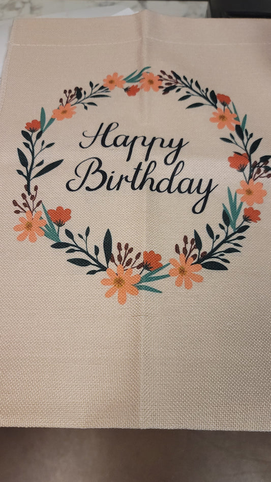 Garden Flag - Happy Birthday Wreath