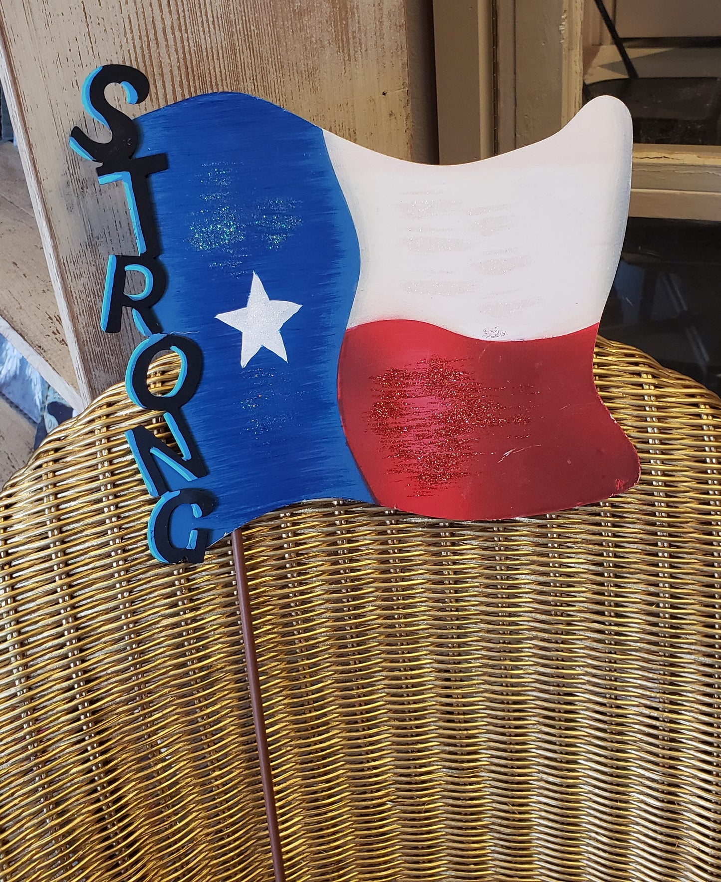 Round Top Metal Texas Flag Stake