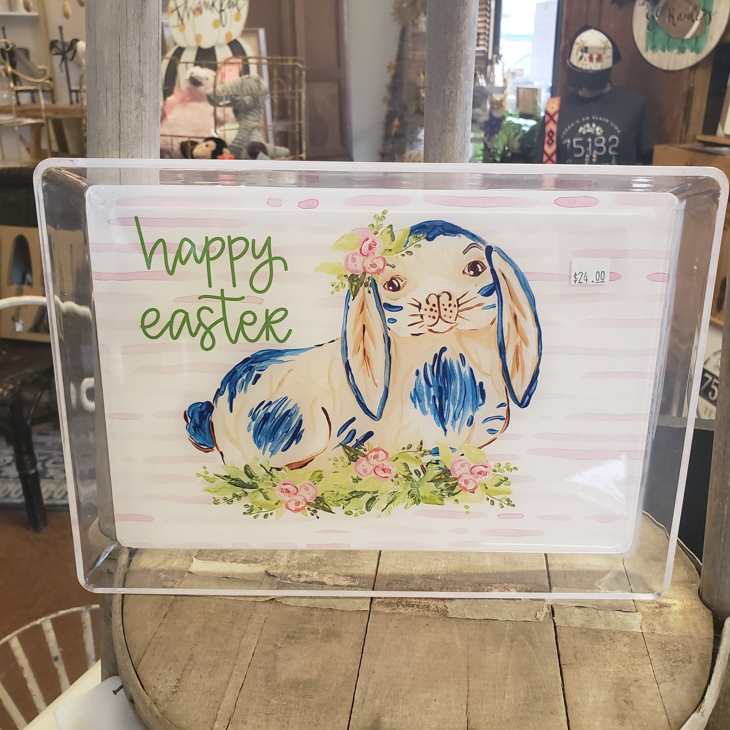 Acrylic HandPainted Bunny Tray (Lg)