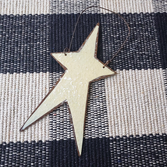 Metal Cream Glitter Star Ornament