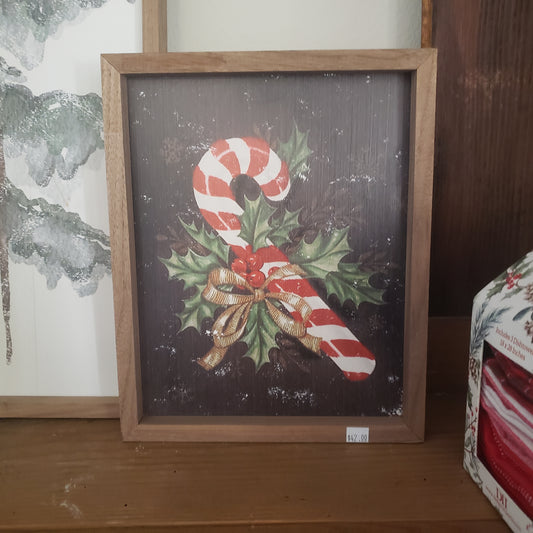 Candy Cane Wood Sign