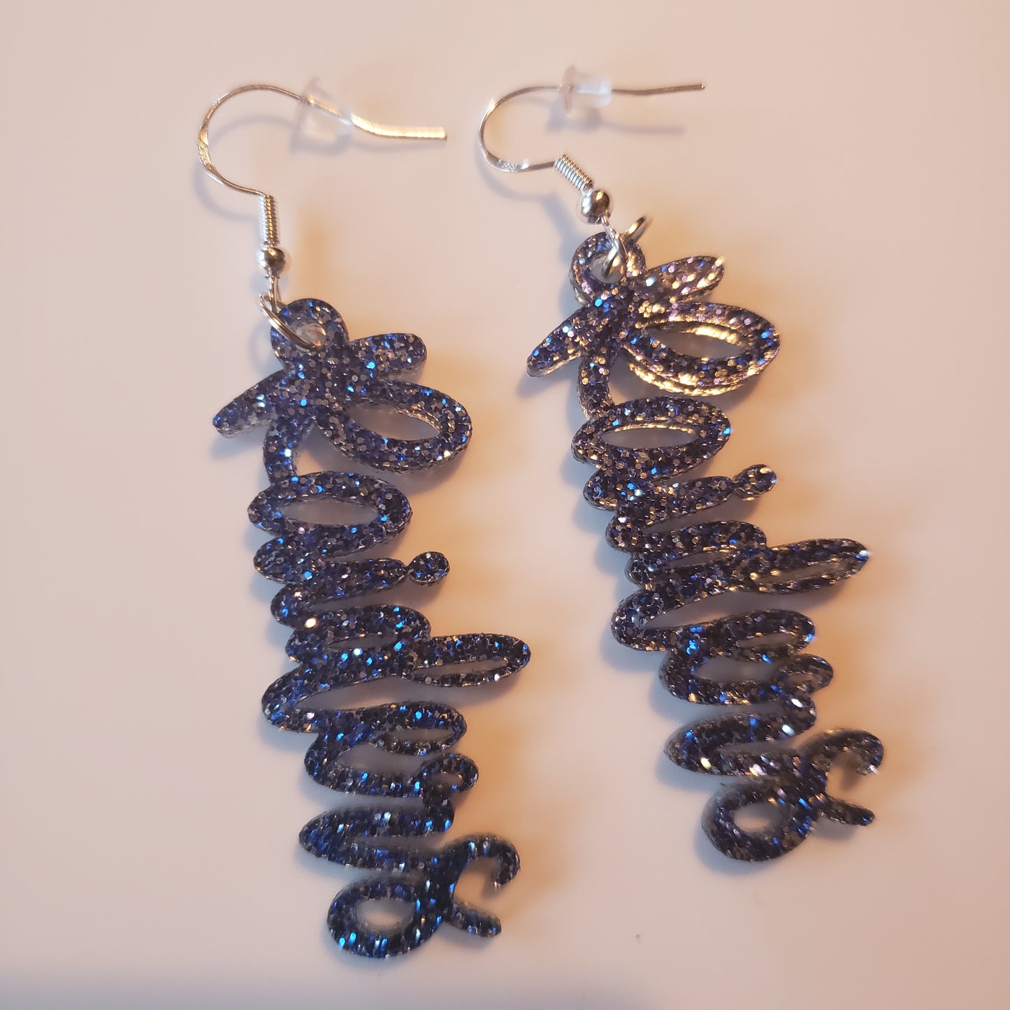 Blue Glitter Raiders Pierced Earrings