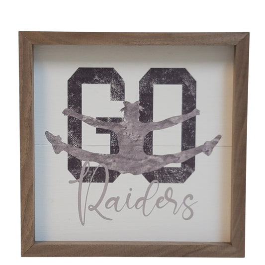 Go Raiders:  Cheerleader Wood Sign