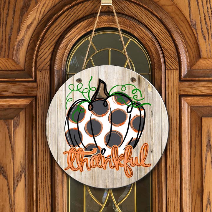 15" Thankful Pumpkin Door Hanger