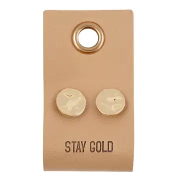 Leather Tag Earrings - Stay Gold