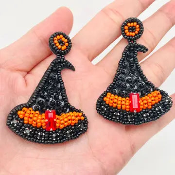 Witch Hat Beaded Earrings