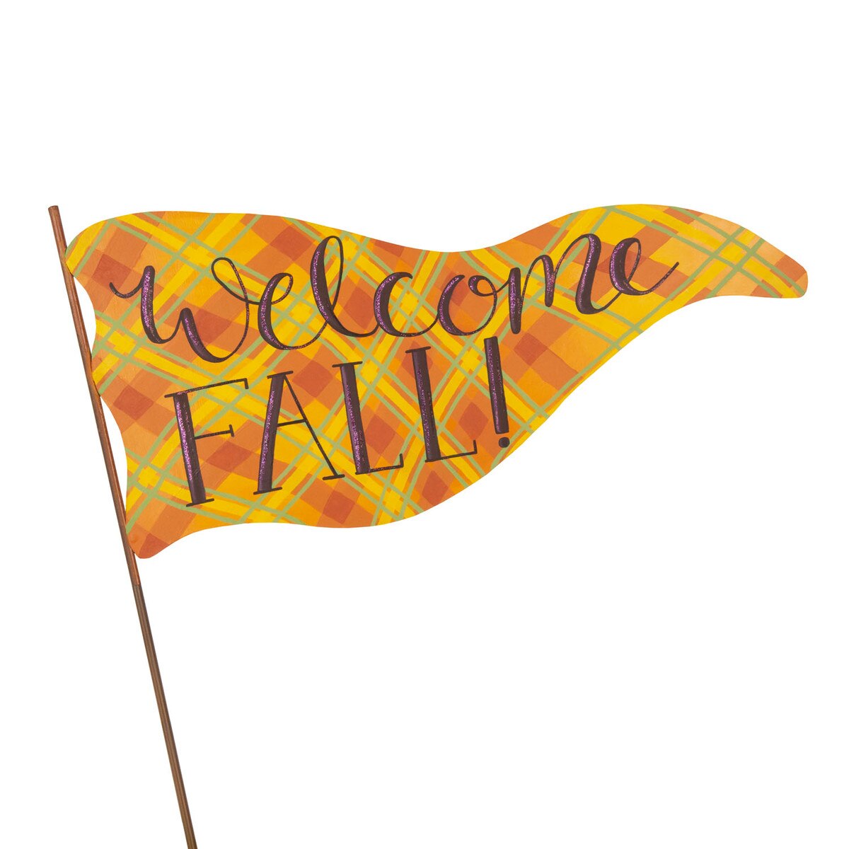 Round Top Metal Welcome Fall Flag Stake