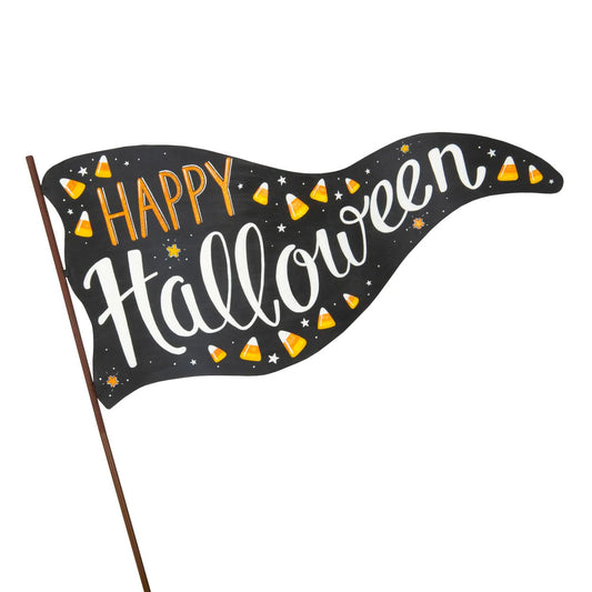 Round Top Metal Happy Halloween Flag Stake