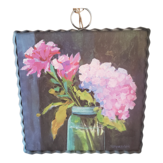 Round Top Pink Hydrangea in Mason Jar Mini Print