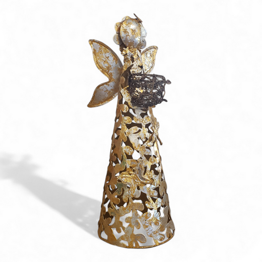 Standing Metal Filigree Gold Angel (Lg)