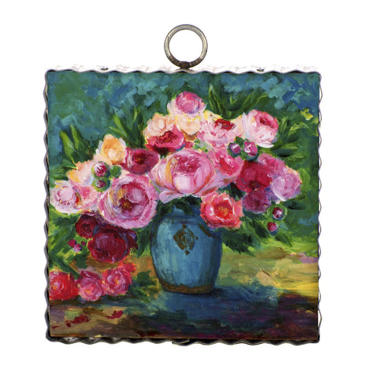 Round Top Flowers in Blue Ceramic Jug Mini Print