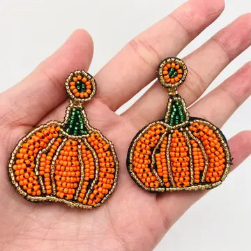 Pumpkin Beaded Earrings