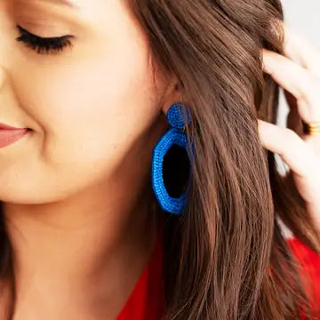 Royal Blue Beaded Sammi Earrings