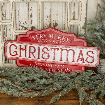 Red Metal Christmas Sign