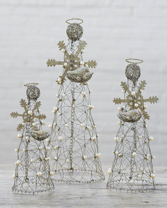 Standing Snowflake Angel/Pearls (11")